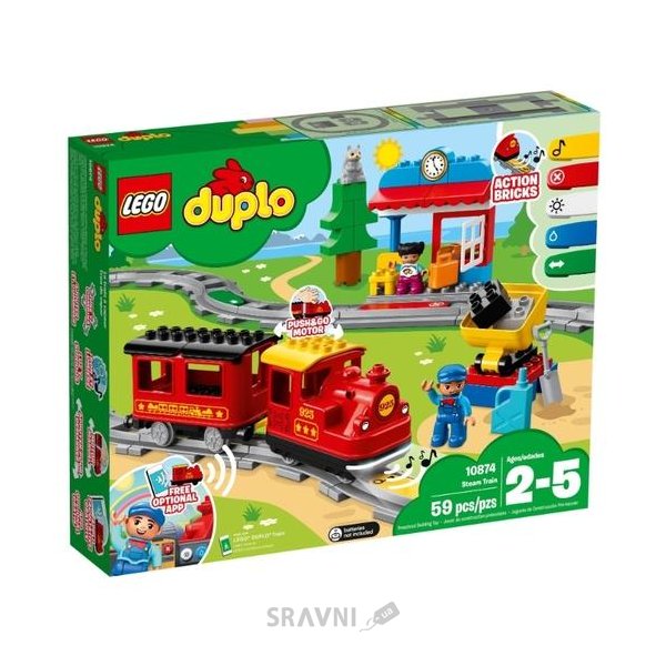 Конструктори дитячі Конструктор LEGO Duplo 10874 Town Поезд на паровой тяге
